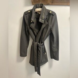Michael Kors Gray Belted Trench Rain Jacket